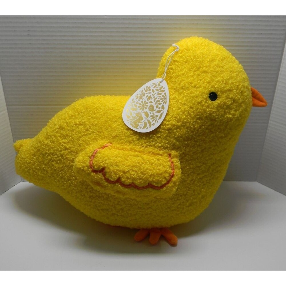 Chick Shaped Throw Pillow Embroidered Decorative Spring Easter Textured NWT